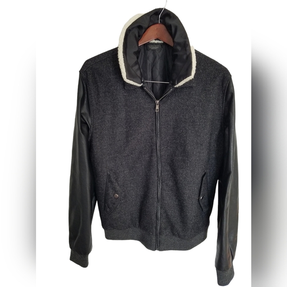 Zara Man Bomber Jacket  Black  Size XL detachable collar - Picture 1 of 9